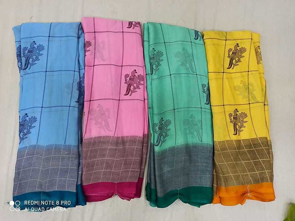 Synthetic china chiffon sarees uploaded by business on 7/6/2020