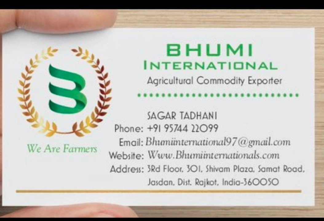 Visiting card store images of Bhumi international
