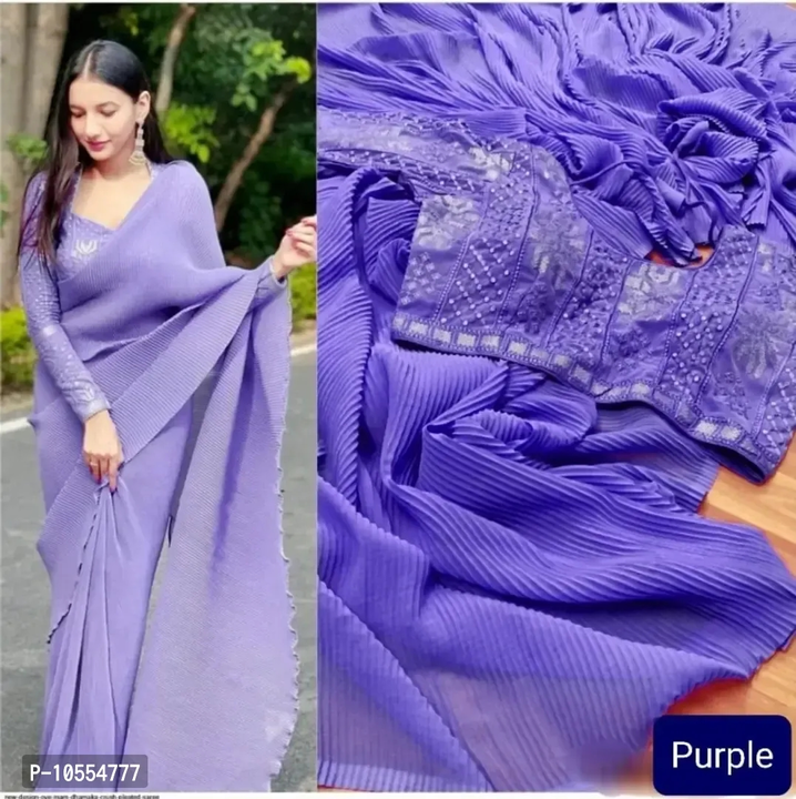 Post image Classic Faux Georgette Solid Saree with Blouse piece

 Color:  Lavender

 Fabric:  Faux Georgette

 Type:  Saree with Blouse piece

 Style:  Striped

 Design Type:  Bollywood

Saree Length: 5.3 (in metres)

Blouse Length: 0.8 (in metres)

Within 6-8 business days However, to find out an actual date of delivery, please enter your pin code.

Classic Faux Georgette Solid Saree with Blouse piece