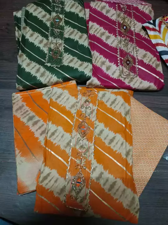 Post image Cotton camric 3 piece suit mix design  work nd print  available contact :8733876019