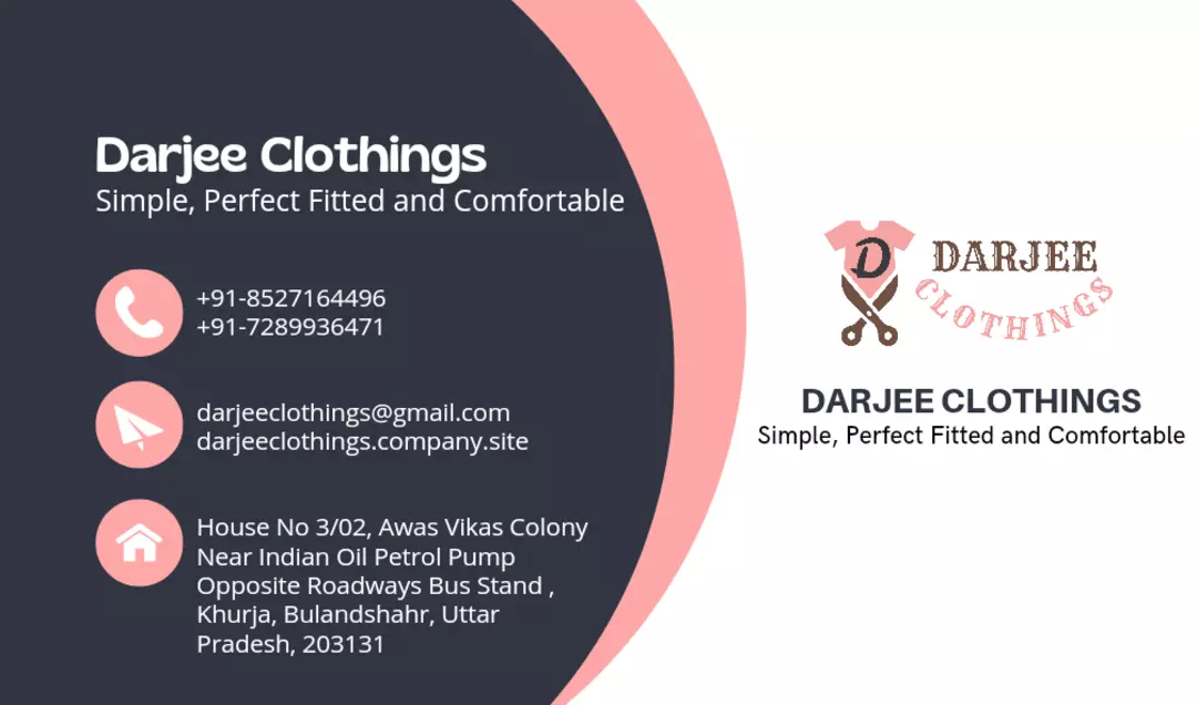 Visiting card store images of Darjee Clothings