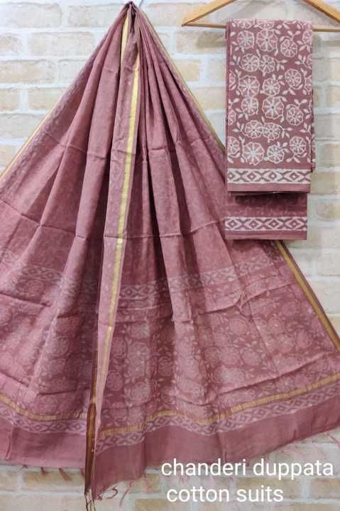 Post image Dress materials in cotton in hand block printed..
Cotton top -2.5m.
Cotton bottom -2.5m.
Chanderi duppatas -2.5m.
Price is 900+shipping
More updates and all information please contact me whatsapp 9950448001