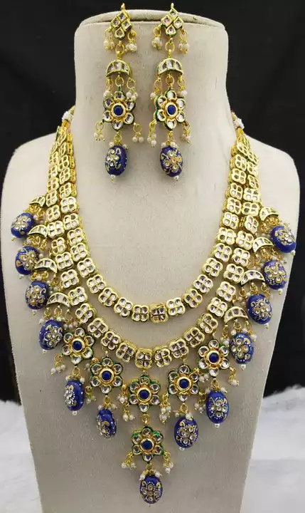 Kundan Jewellery set with onyx meenakari beads  uploaded by business on 1/24/2023