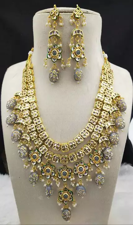 Kundan Jewellery set with onyx meenakari beads  uploaded by business on 1/24/2023