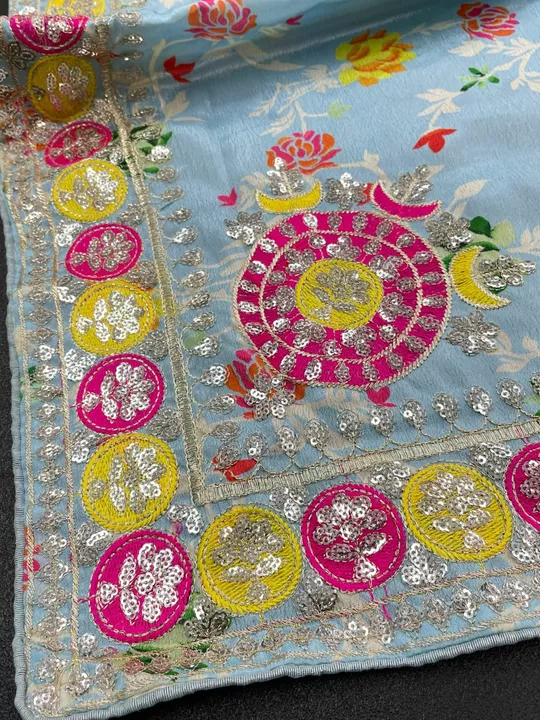 *🪡 Designer Printed Saree Collection P🪡*

*•🥻Saree info*
*Fabric*: Chinon Silk
*Work*: Beautiful  uploaded by Vishal trendz 1011 avadh textile market on 1/24/2023