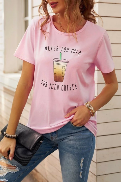 Never too old for Coffee ☕ Women Pink Tshirt  uploaded by INFIRAX on 1/24/2023
