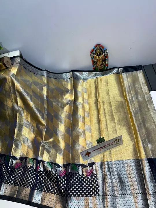 New tissue golden saree beautiful pallu aachal mina  kaari soft silk saree  uploaded by business on 1/25/2023
