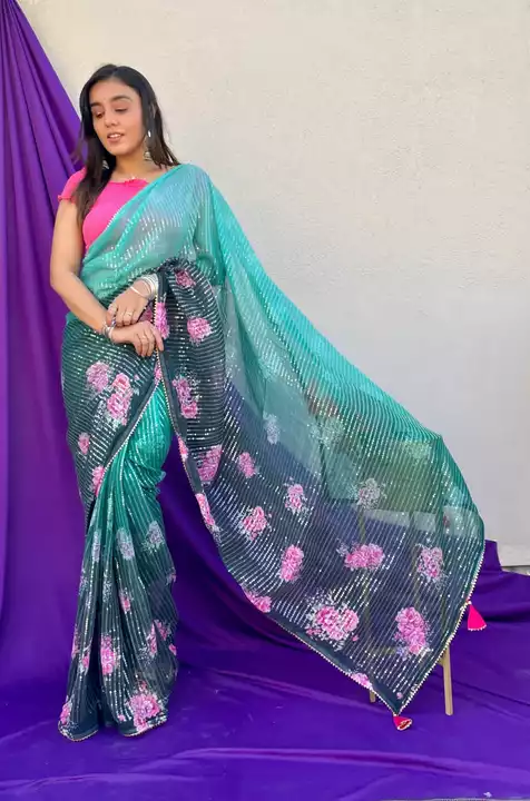 *~ New Arrivals At store ✨❣️* 
*#Baisa ❤️💖*

```Pure soft georgette silk saree with beautiful flora uploaded by Aanvi fab on 1/25/2023