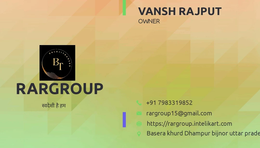 Visiting card store images of RARGROUP 