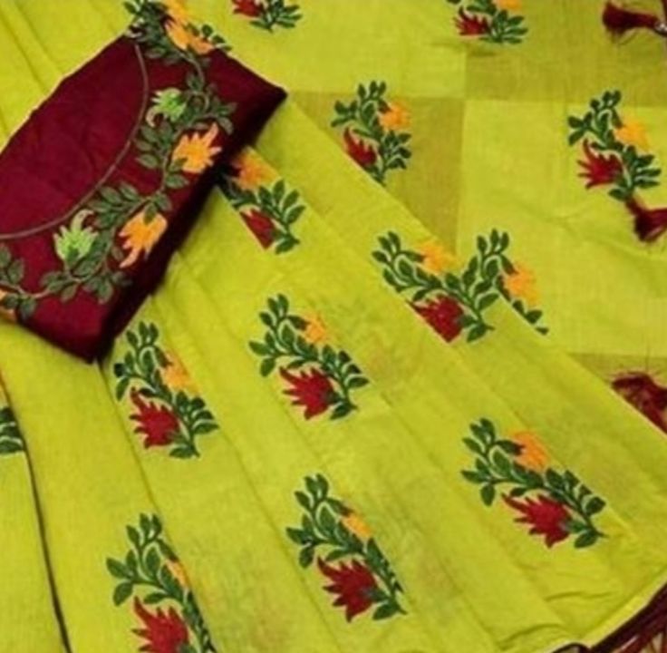 Post image Beautiful chanderi cotton embroidered saree with embroidered blouse
P540
Cod available