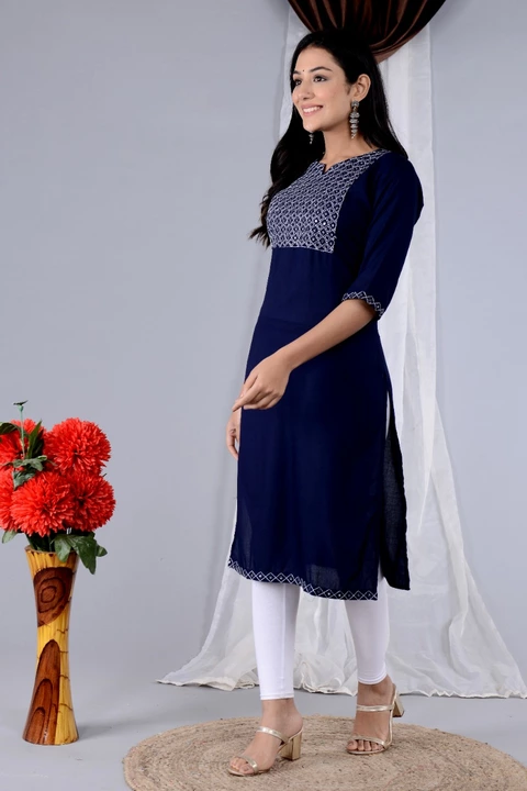 Women's Rayon Straight kurtis with embroidery  uploaded by Shree Shyam Fashion on 1/26/2023