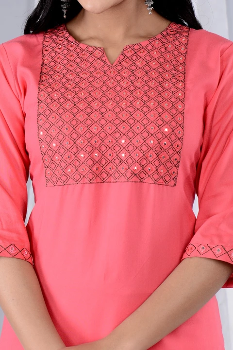 Women's Rayon Straight kurti with embroidery  uploaded by Shree Shyam Fashion on 1/26/2023