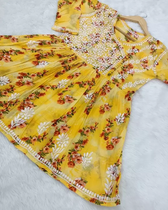 Malmal Chikankari Handwork Short Gown  uploaded by The Lucknoweez Chikankari Handwork  on 5/20/2024