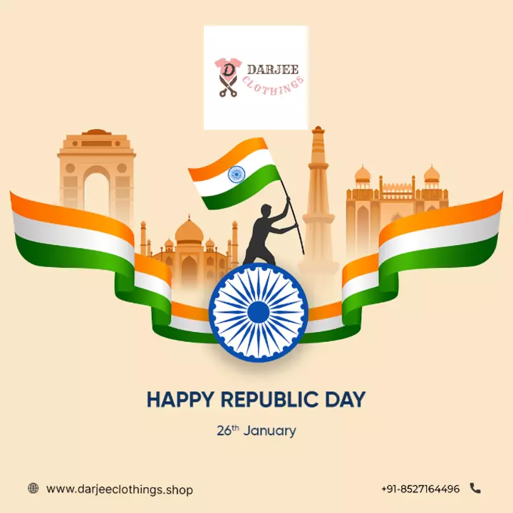 Post image Happy Republic Day to all of our valued customers! On this special day, we at Darjee Clothings are proud to celebrate the unity and diversity of our great nation. Let us all come together and honor the sacrifices of our freedom fighters who have helped to make India the strong and vibrant country it is today. Show off your love for India with our patriotic collection of clothing available now! #RepublicDay #DarjeeClothings #PatrioticFashion