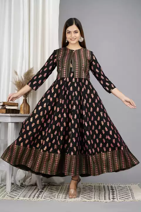 Post image *anarkali Gown with jacket Original design not replica*;

_**This festive season. Shine like never before in our fresh new collection. *🌸



🤩 *👗 *
Beautiful *fully flaired anarkali gown with jacket* Heavy 140 grm Rayon Fabric  print work and Golden samosa lace work gown with  Printed jacket * 

💃💃💃
⭐product code:- mkf


⭐ *Fabric: Rayon 140grm* 

⭐ Color`s: * single*
⭐Available Size: *         *M/38, L/40, XL/42,XXL/44, XXXL/46*

⭐Type: *Fully stitched*

⭐ *Full Printed with lace work  * 
Gown Lenght:-52
Flair:-  3 mtr