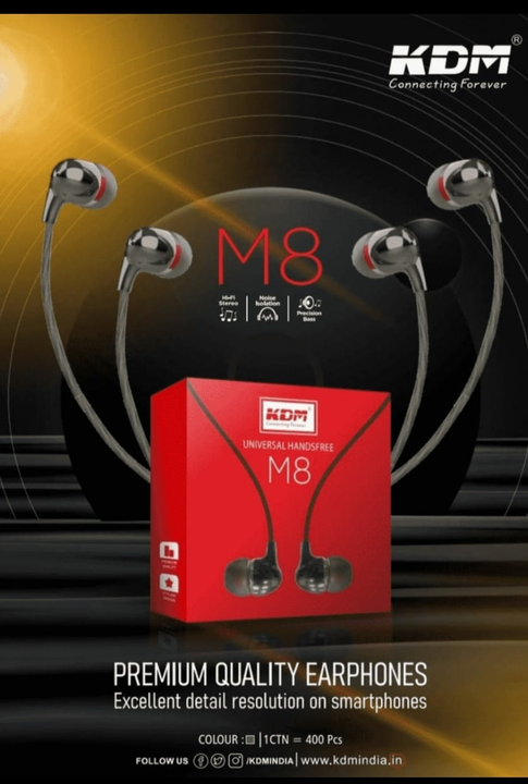 KDM M-8 PERFUME EARPHONES COUNTER WARRANTY  uploaded by Dozit Sathi Kart India Private Limited on 1/26/2023
