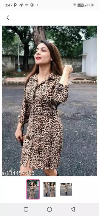 Tiger print crepe dress-S,M,L,XL uploaded by Bhavya Sales and Marketing on 1/26/2023