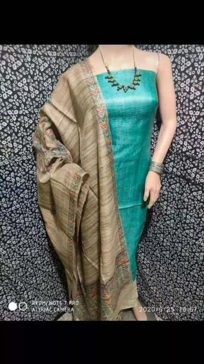 Tasser ghichha Madhubani hands paint tasser silk dupatta suit set  uploaded by Piyush hand loom on 5/29/2024