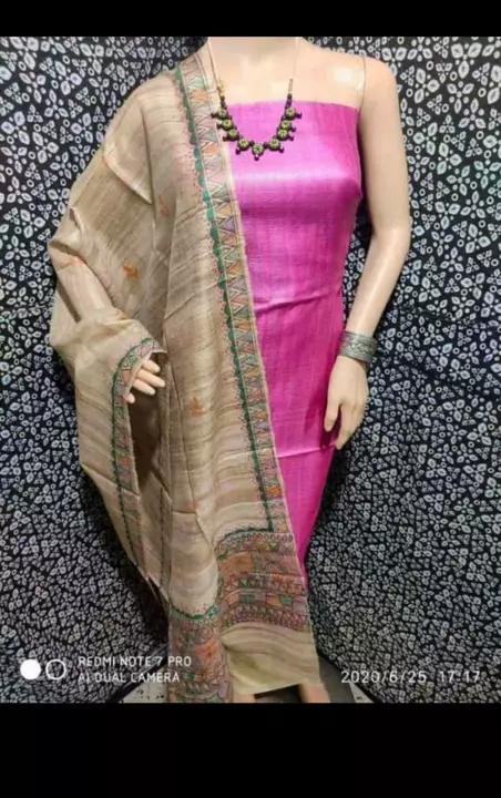 Tasser ghichha Madhubani hands paint tasser silk dupatta suit set  uploaded by business on 1/27/2023