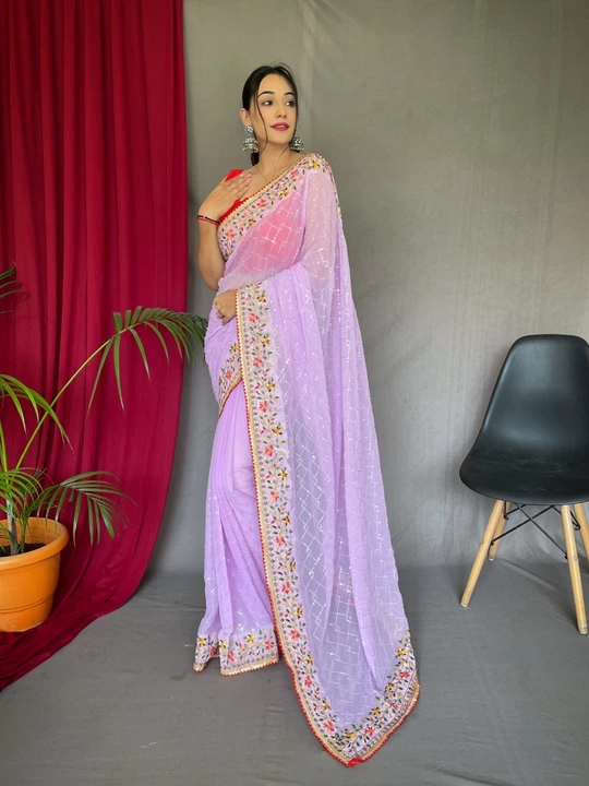 Sequence work Georgette Saree uploaded by AJ FASHION on 1/27/2023