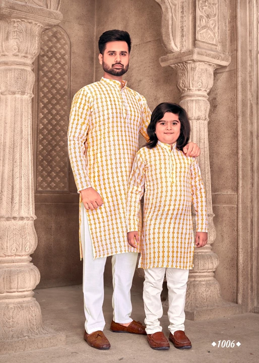 *New Launching*

😍 *Present Father-Son combo of Cotton Kurta with Foil Print and Payjama.* 😍

Cata uploaded by Style's fashion on 1/27/2023