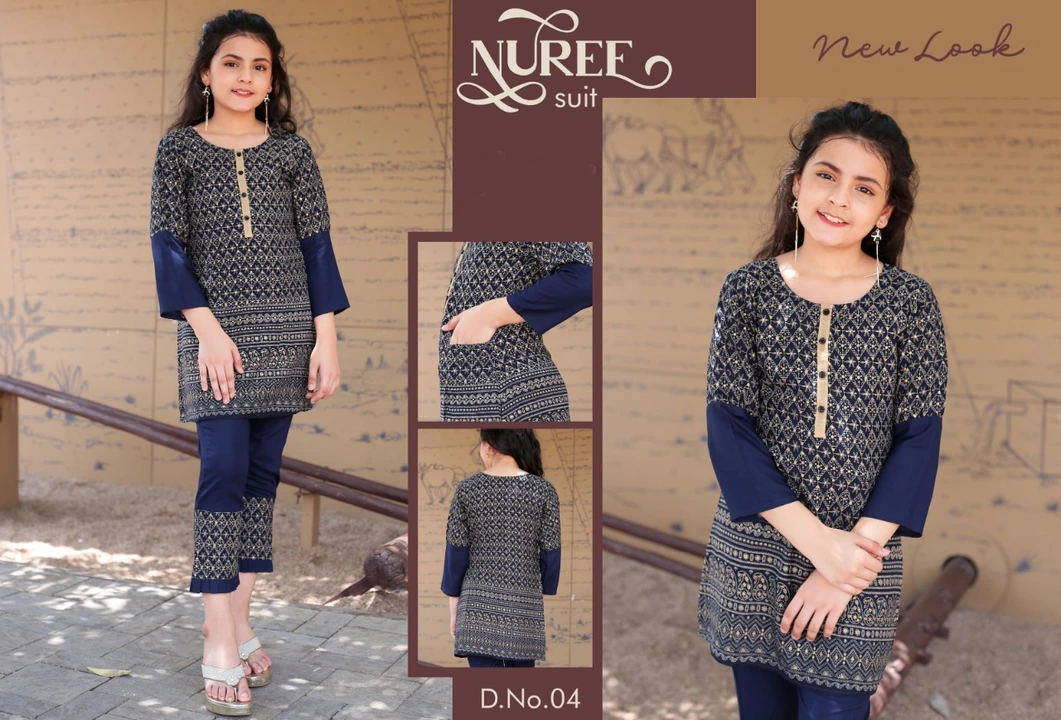 NUREE CHILDREN

- Western style
- 4 - Colour
- Fabric- Cotton 
- Cotton print 

- Size

       Year  uploaded by Roza Fabrics on 5/2/2024