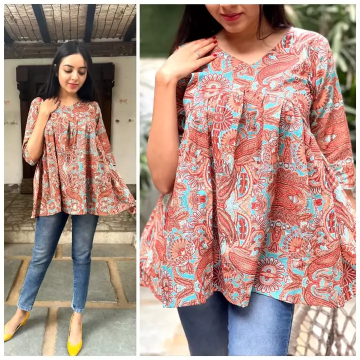 Cotton V-STYLE peplum top uploaded by Govardhan textile on 1/27/2023