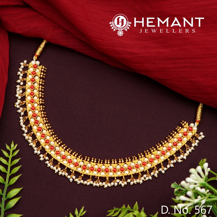 Traditional Maharashtrian Kolhapuri Moti Necklace uploaded by Hemant Jewellers on 1/27/2023