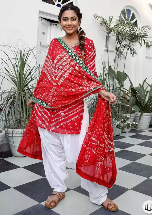 A Kurti with patiala and  Dupatta and is a great pick for festive occasions uploaded by Shree Dayal and Company on 1/27/2023