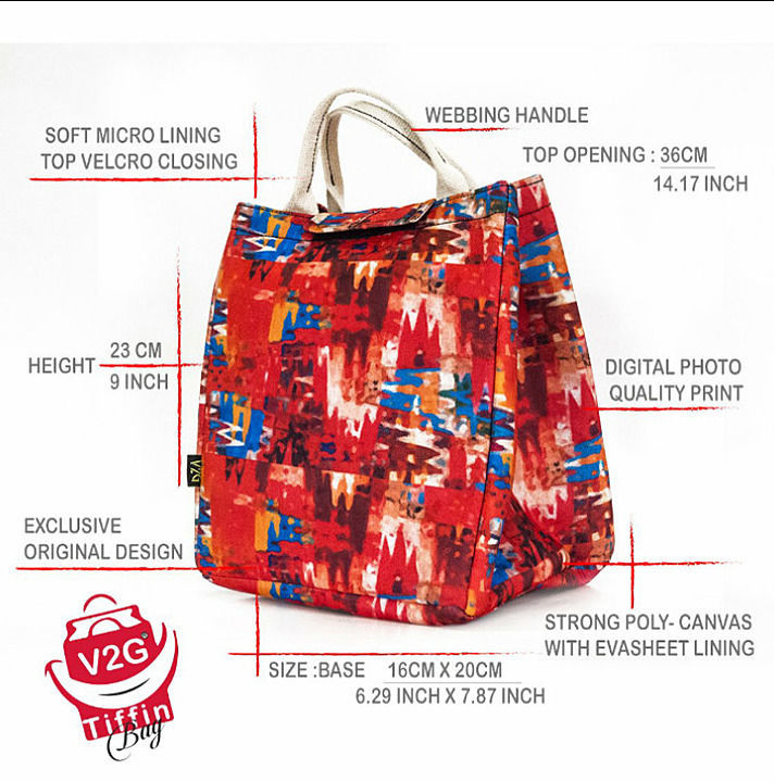 Tiffin Bag- Red n Blue Hues 2 uploaded by business on 7/6/2020