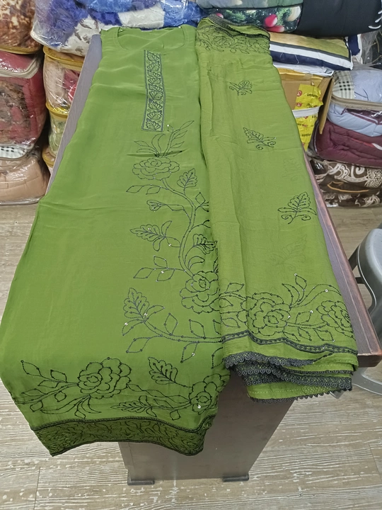 Semi stitched green suit fabric  uploaded by AAR ENTERPRISES on 5/29/2024