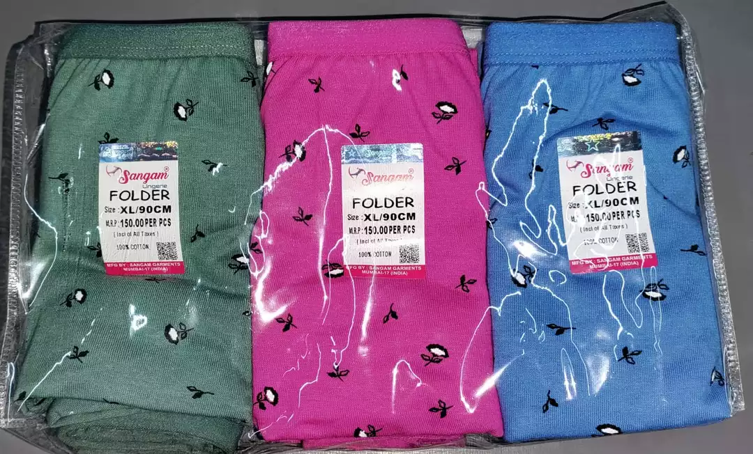 Folder panty
100% Cotton  uploaded by Sangam Garments on 1/28/2023