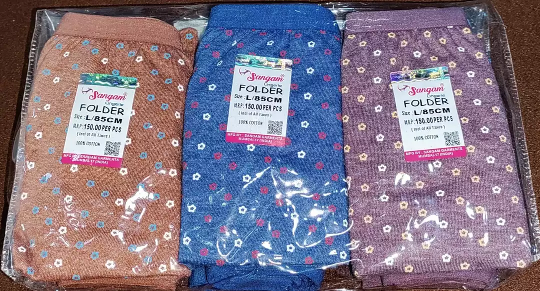 Folder panty
100% Cotton  uploaded by Sangam Garments on 1/28/2023