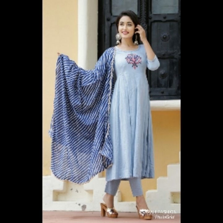 Anarkali style kurti pent dupatta  uploaded by Sarah Fashion  on 2/16/2021
