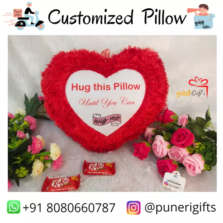Customised heart shaped furr pillow  uploaded by Puneri Gifts on 1/28/2023