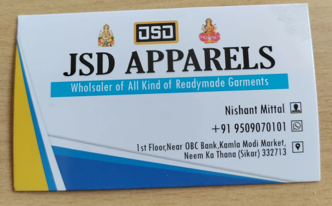 Visiting card store images of JSD APPARELS