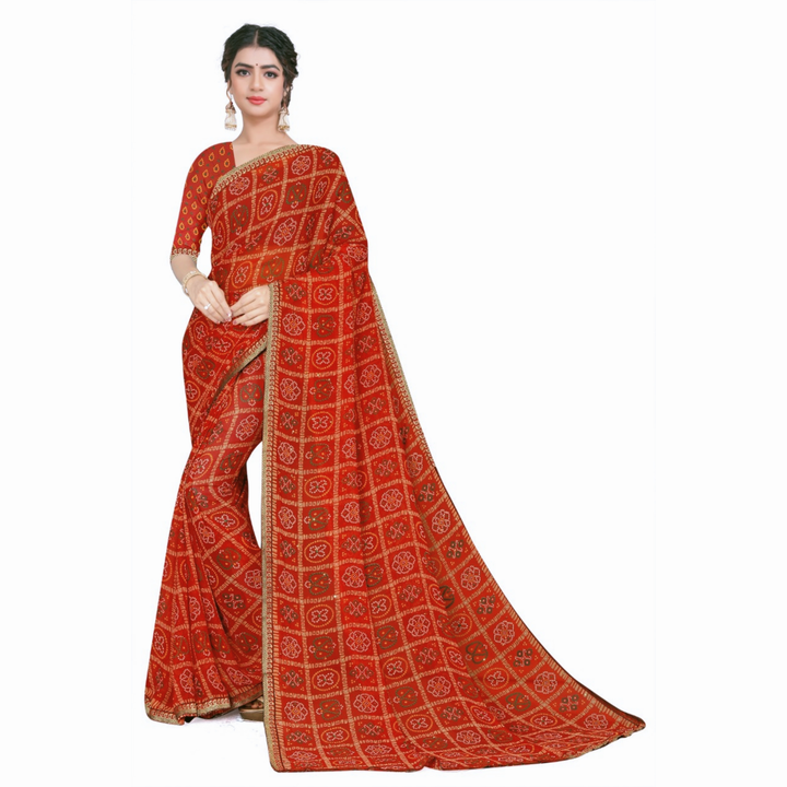 Heavy Weight Less Print Bandhani Saree With Diamond Work, Bandhani Saree  uploaded by Purvi synthetic on 1/29/2023