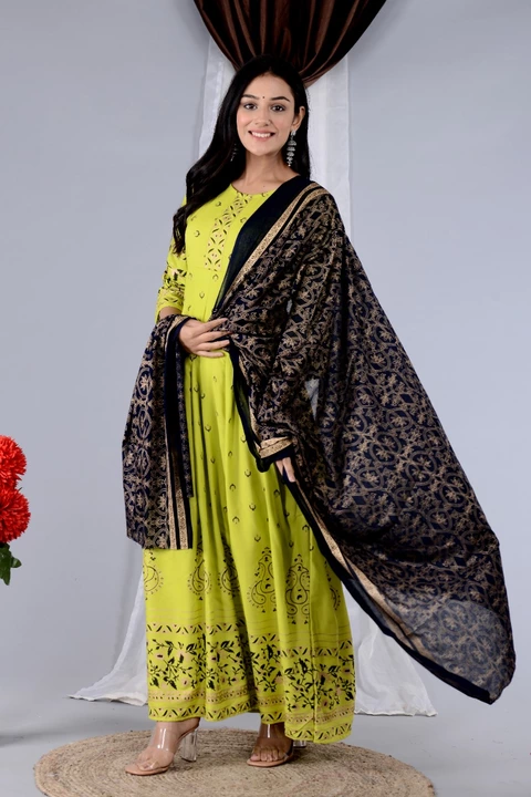 Women's Rayon Anarkali Kurti with Dupatta  uploaded by Shree Shyam Fashion on 5/31/2024