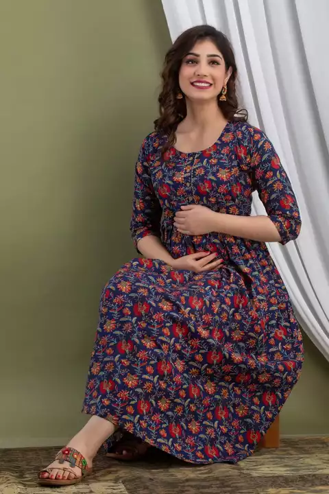 Beautiful Pure Cotton maternity ( Feeding Gown)  Long Kurti with Belt style uploaded by Shree Dayal and Company on 1/29/2023