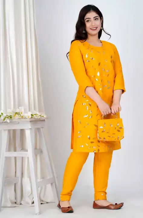 New tranding  Beautiful Heavy Embroidery Kurti with Pant And beautiful Bag uploaded by Shree Dayal and Company on 6/2/2024