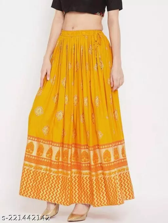 Mustard yellow rayon skirt uploaded by business on 1/29/2023