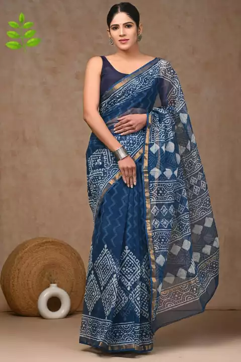Hand block printed Kota doriya saree with blouse  uploaded by business on 1/29/2023
