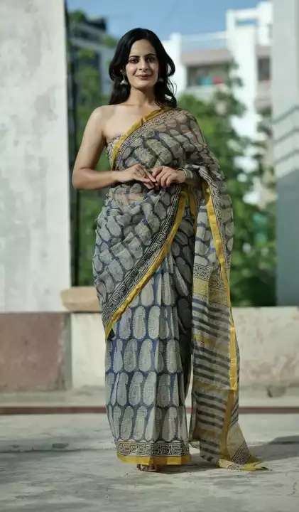 Hand block printed Kota doriya saree with blouse  uploaded by Chhipa indigo fab on 1/29/2023