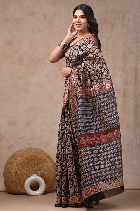 Hand block printed chanderi silk saree with blouse  uploaded by Chhipa indigo fab on 1/29/2023