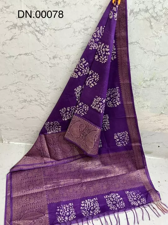 Katan semi silks banarsi border sarees batik print  uploaded by M S handloom  on 1/29/2023