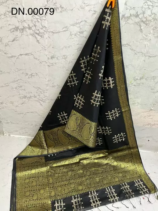 Katan semi silks banarsi border sarees batik print  uploaded by M S handloom  on 1/29/2023