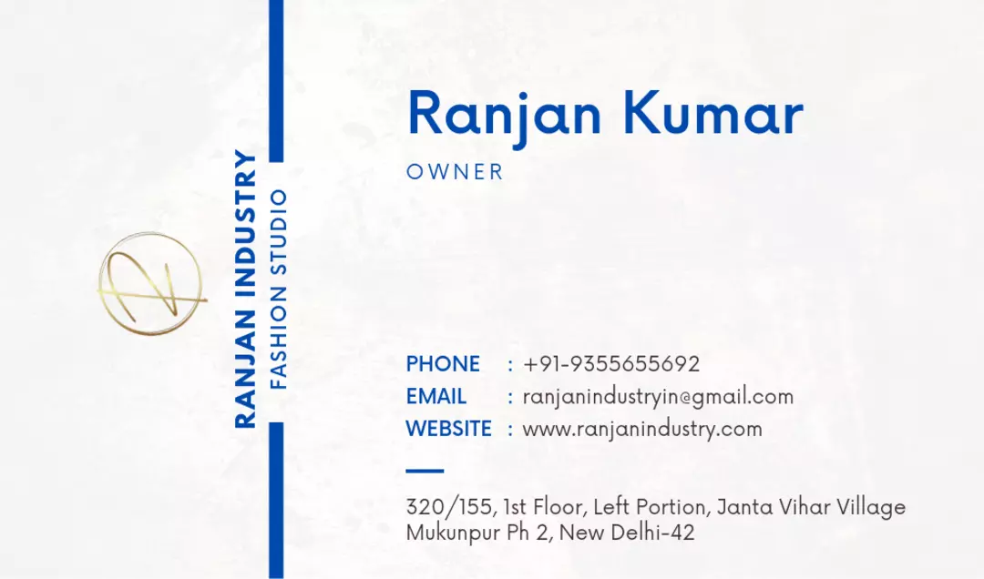 Visiting card store images of Lezonix Fashion (unit of Ranjan industry)