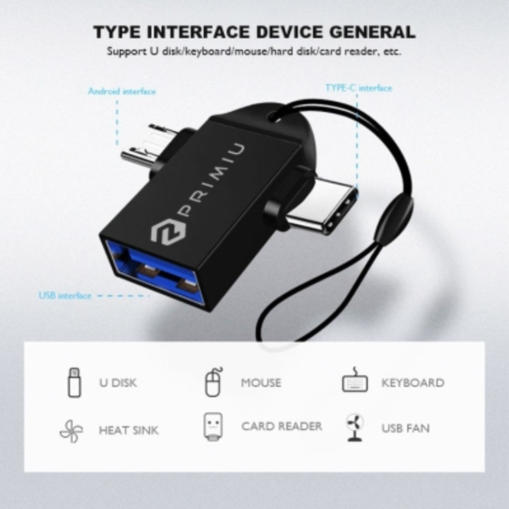 Primiu USB, Micro USB, USB Type C OTG Adapter uploaded by Samar Communication on 1/29/2023