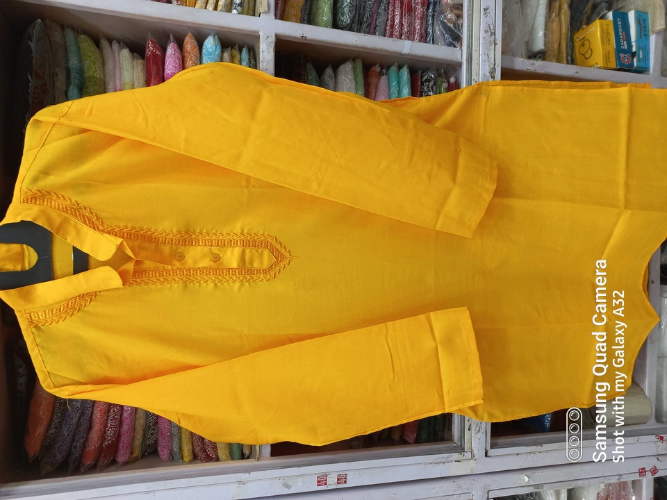 Yellow men's kurta  uploaded by Wahid & sons chikan arts on 5/28/2024