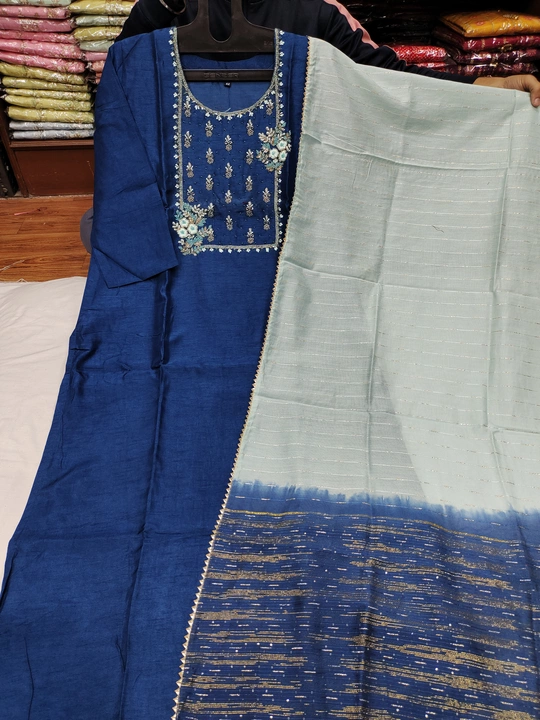 Pure Dolla Silk Kurti with Zardosi Handwork with Silk Dupatta  uploaded by Ruchika Synthetics on 1/30/2023